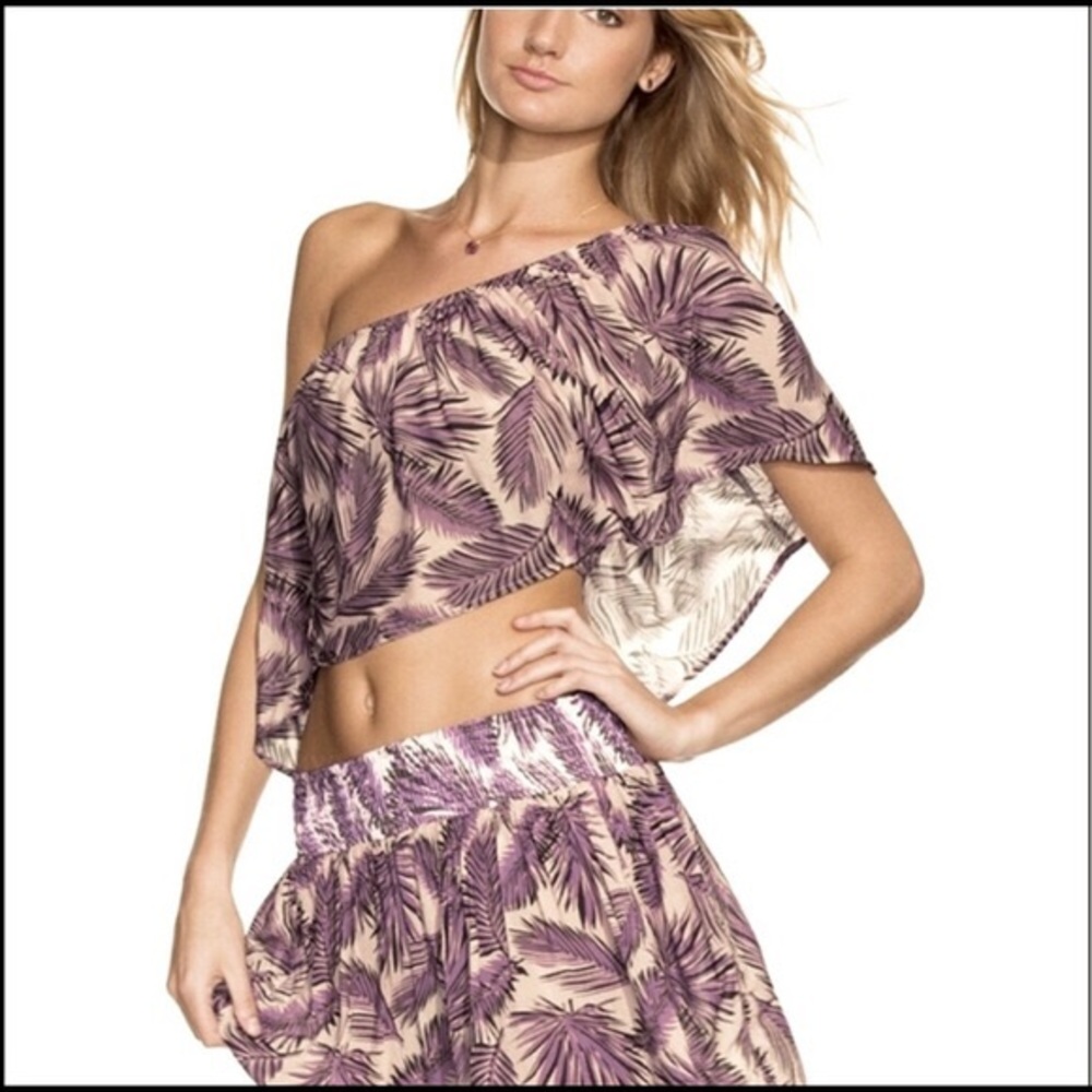 NWT Maaji Exotic Voyage Palm Print Off-Shoulder Crop Top in Size Medium